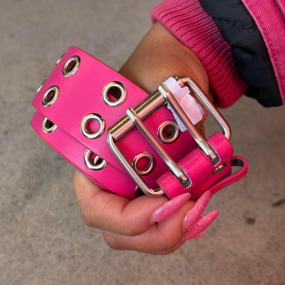 Vintage Y2K Hot Pink Vegan Leather Belt Size Small